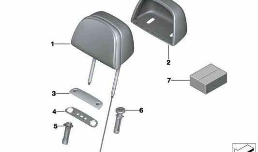 Reposacabezas Básico de Cuero para BMW Serie 5 F07, F10, F11 (OEM 52107340378). Original BMW