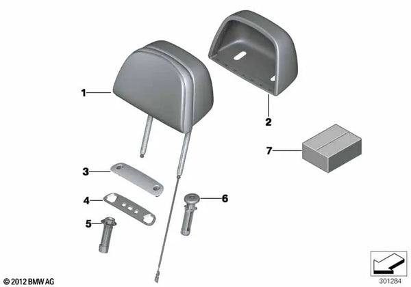 Reposacabezas de Confort de Cuero para BMW F07, F10N, F11N, F18N (OEM 52107240619). Original BMW.