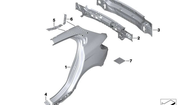 Placa de Refuerzo Columna C izquierda delantera para BMW F40 (OEM 41009466213). Original BMW