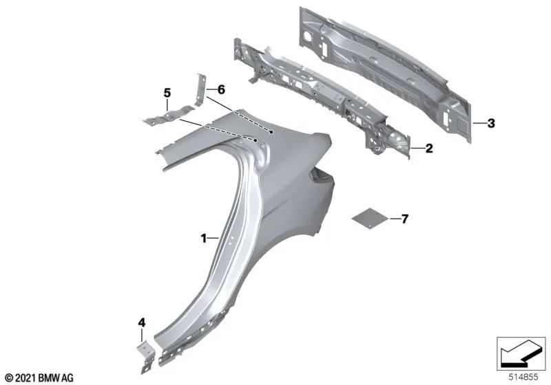 Refuerzo de umbral derecho para BMW Serie 1 F40 (OEM 41009466210). Original BMW