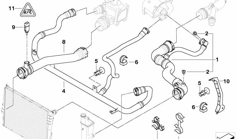 Soporte para manguera para BMW Serie 3 E46 (OEM 17127516023). Original BMW