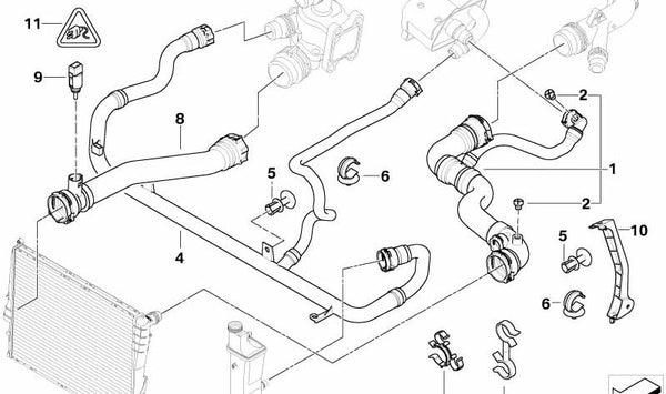 Soporte para manguera para BMW Serie 3 E46 (OEM 17127516023). Original BMW