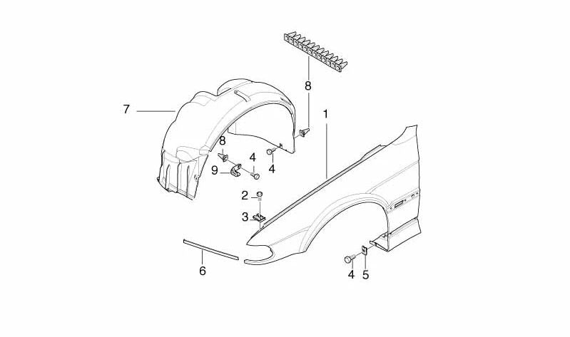 Cubierta imprimada izquierda para BMW Serie 7 E38 (OEM 51138236891). Original BMW