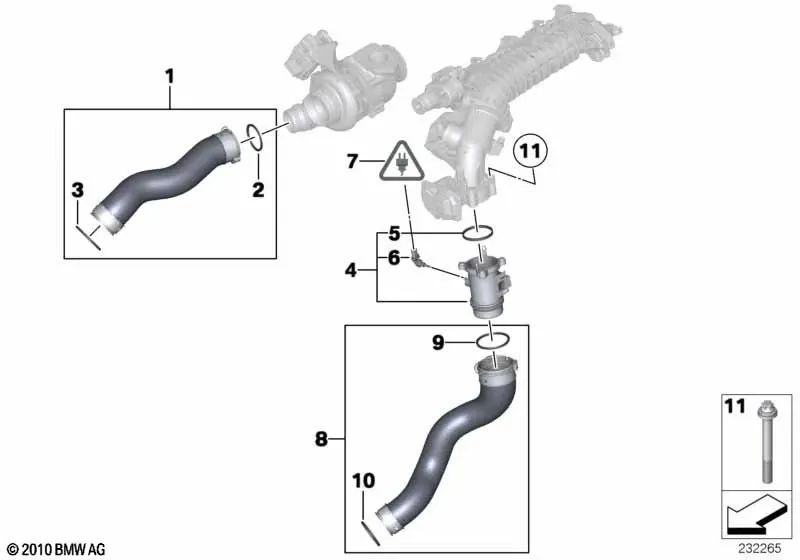 Ladeluftleitung für BMW 3er E90N, E91N, E92N, E93N, X1 E84 (OEM 11618513289). Original BMW