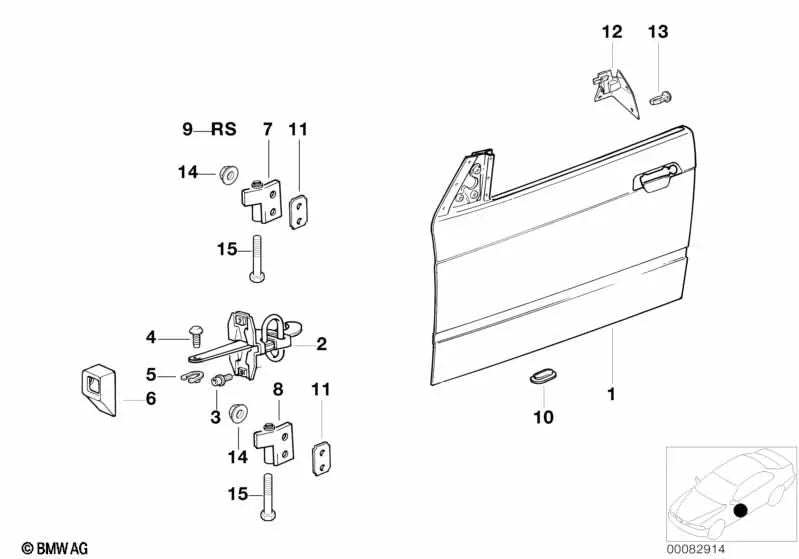 Freno de puerta delantero para BMW Serie 3 E36 (OEM 51218161782). Original BMW