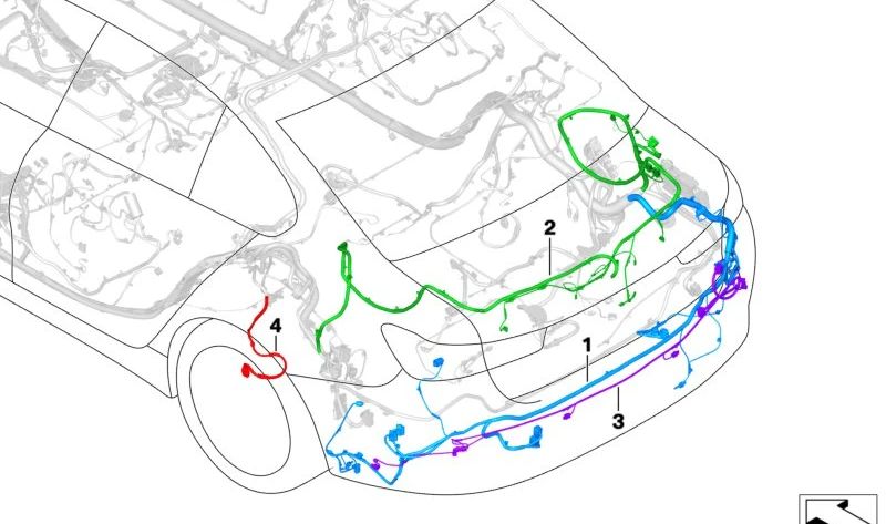 Arnés de cableado del parachoques trasero para BMW Serie 3 G20, G28 (OEM 61129436017). Original BMW.