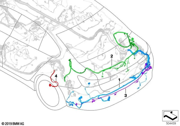 Cableado de parachoques trasero para BMW G21N (OEM 61125A49EC2). Original BMW.