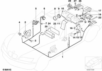 Grave haut-parleur droit pour BMW (OEM 65108386424). BMW d'origine