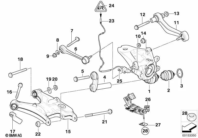 Brazo de suspensión delantero derecho para BMW X5 E53 (OEM 33326770860). Original BMW.