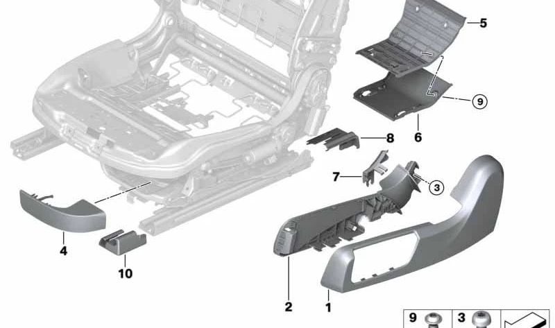 Cubierta Carril interior frontal para BMW Serie 4 F33, F33N (OEM 52107374321). Original BMW