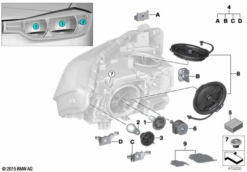 Portalámparas Luz Intermitente para BMW Serie 3 F30N, F31N, Serie 5 E60, E60N, E61, E61N, Serie 7 E65, E66, X5 E53 (OEM 63126916103). Original BMW.