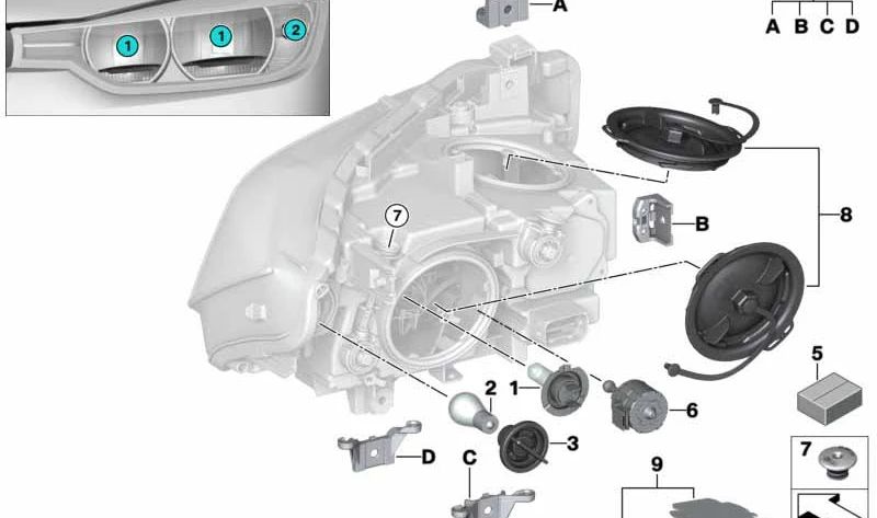 Conjunto de Soportes de Reparación para BMW Serie 3 F30N, F31N, F35N (OEM 63117419598). Original BMW