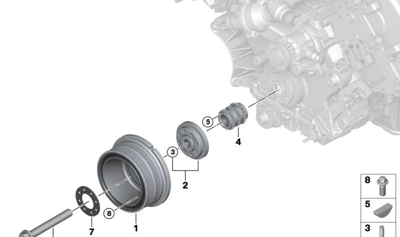 Polea tensora OEM 11237510626 para BMW. Compatible con los modelos E60, E61, E63, E64, E65, E66, E53, E70. Original BMW.