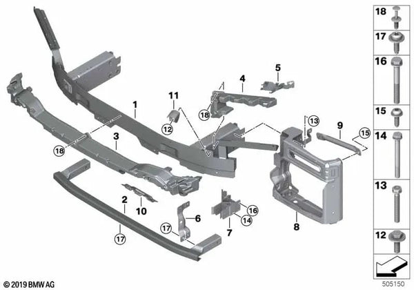 Amortiguador delantero para BMW G06 (OEM 51118499909). Original BMW.