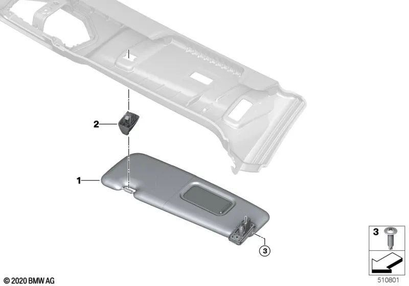 Visera solar derecha para BMW G23 (OEM 51447936984). Original BMW.