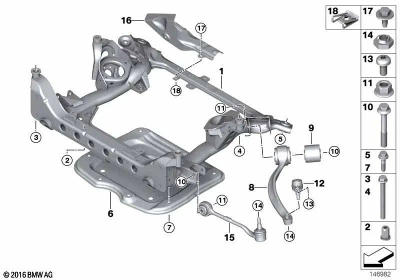 Travesaño delantero para BMW E84 (OEM 31116788965). Original BMW.