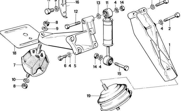 BMW Rubber Support 5 E28 Série (OEM 11811175736). BMW d'origine