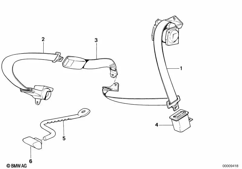 Correaje inferior trasero izquierdo para BMW E32 (OEM 72111963081). Original BMW