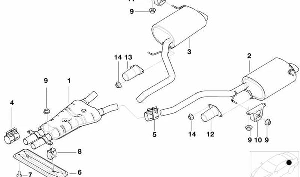 Silenciador trasero derecho OEM 18301745418 para BMW E38. Original BMW.