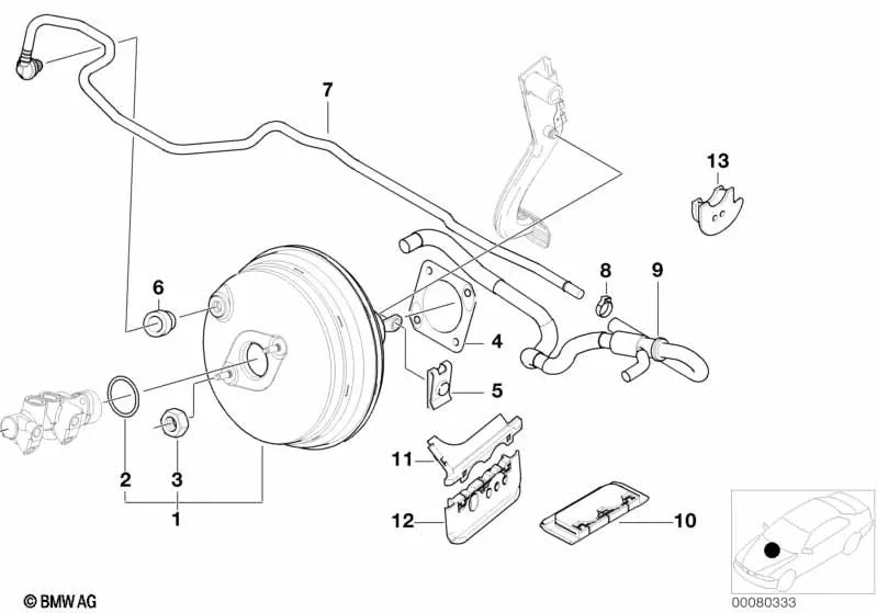 Servofreno para BMW Serie 3 E46, Z4 E85, E86 (OEM 34332282622). Original BMW