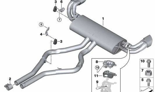 Silenciador Final con Válvula de Escape para BMW F16 (OEM 18308623118). Original BMW