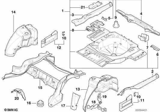 Soporte parachoques trasero para BMW Serie 7 E38 (OEM 41148125799). Original BMW