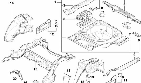 Soporte trasero izquierdo del silenciador OEM 41118204386 para BMW E38. Original BMW.