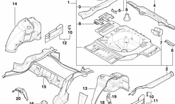 Fondo del maletero para BMW Serie 7 E38 (OEM 41128255244). Original BMW