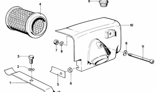 Carcasa de filtro de aire derecha para BMW F07, F10, F11, F06, F12, F13 (OEM 13721335691). Original BMW