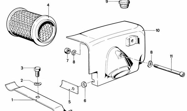 Carcasa de filtro de aire derecha para BMW F07, F10, F11, F06, F12, F13 (OEM 13721335691). Original BMW