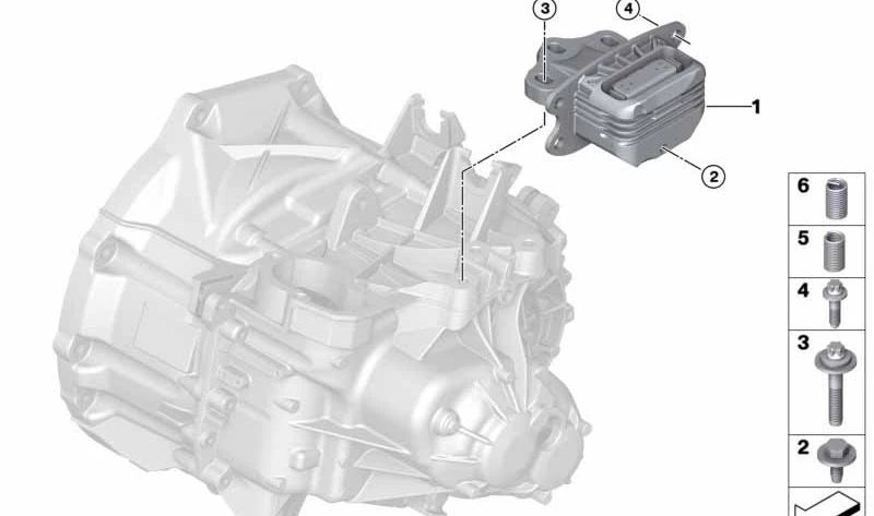 Suporte de transmissão OEM 22316853445 para BMW F40, F44, F45, F46, F48, F39, F55, F56, F57, F54, F60. BMW original.