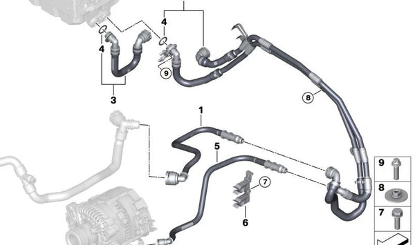 Cable del generador de arranque - Batería para BMW G05, G06, G07 (OEM 17129896314). Original BMW.