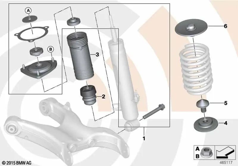 Amortiguador adicional para BMW E70, E70N, E71 (OEM 33536783000). Original BMW.