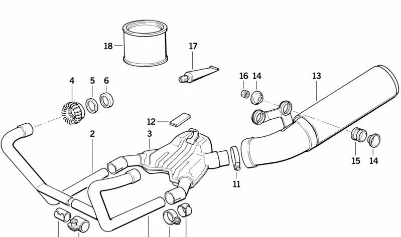 OM 18211457663 Pince d'évasion gauche pour BMW E30, E36, E34, E32, Z3. BMW d'origine.