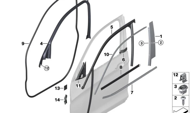 Sellado de puerta delantero para BMW F25 (OEM 51337300242). Original BMW