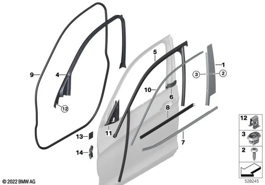 Moldura del marco de la ventana puerta delantera derecha para BMW X3 F25 (OEM 51317220510). Original BMW.