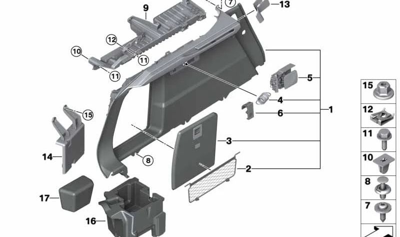 Tapa de revestimiento del maletero izquierda para BMW F96, G06 (OEM 51479461163). Original BMW