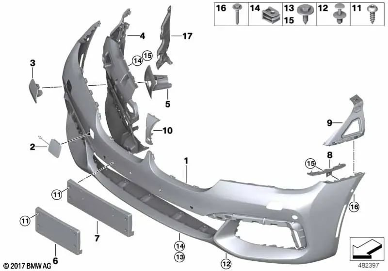 Soporte de faro antiniebla izquierdo para BMW G11, G12 (OEM 51118061129). Original BMW