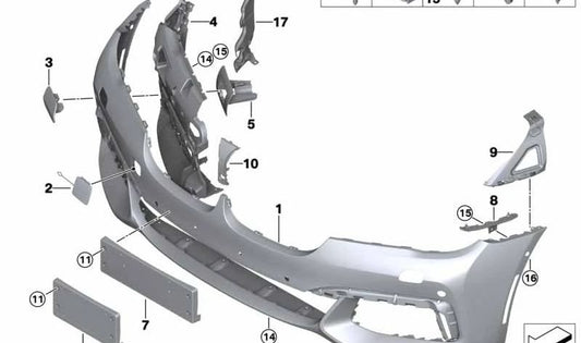 Revestimiento Parachoques Imprimado Delantero para BMW G11, G12 (OEM 51118064750). Original BMW