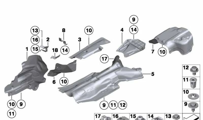 Placa protectora contra el calor para BMW Z4 E89 (OEM 51487191084). Original BMW.