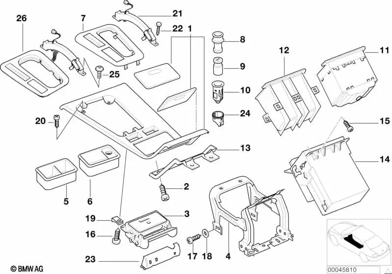 Einsatz Mittenkonsole para BMW E38 (OEM 51168160423). Original BMW