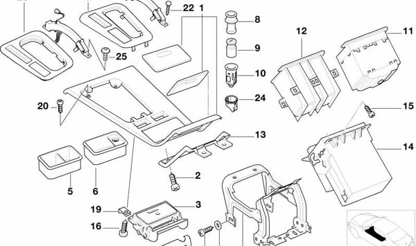 Embellecedor de palanca de cambio automático OEM 51168163810 para BMW E38 (Serie 7). Original BMW.