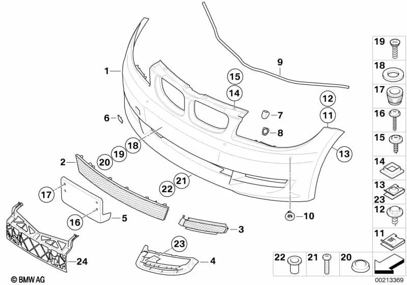 Tapón de remolque imprimado para BMW E82, E88 (OEM 51117202079). Original BMW