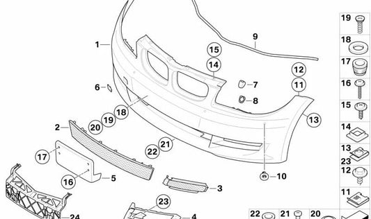 Cubierta de faro antiniebla izquierda para BMW Serie 1 E82, E88 (OEM 51117166607). Original BMW