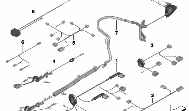 Cableado de freno de estacionamiento eléctrico para BMW Serie 5 F10 (OEM 61129325538). Original BMW