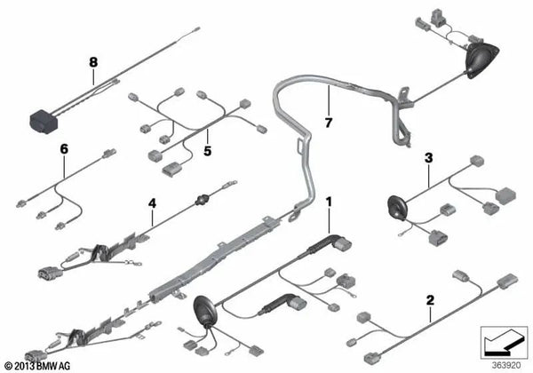 Kabelado freno de mano eléctrico para BMW Serie 5 F11 (OEM 61129247945). Original BMW