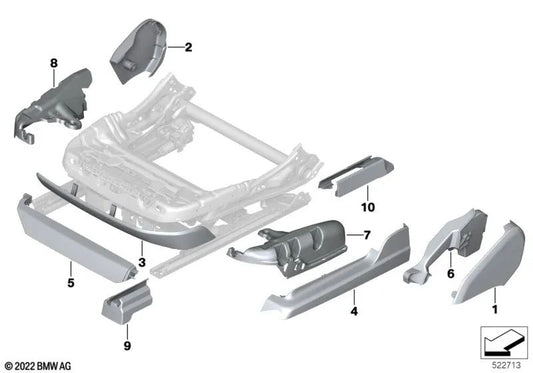 Coperchio del ponte del sedile posteriore destro per BMW G70 (OEM 52105A43074). BMW originale