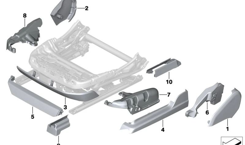 Tampa lateral ao ar livre do assento esquerdo OEM 52105A41AF3 para BMW G70. BMW original.