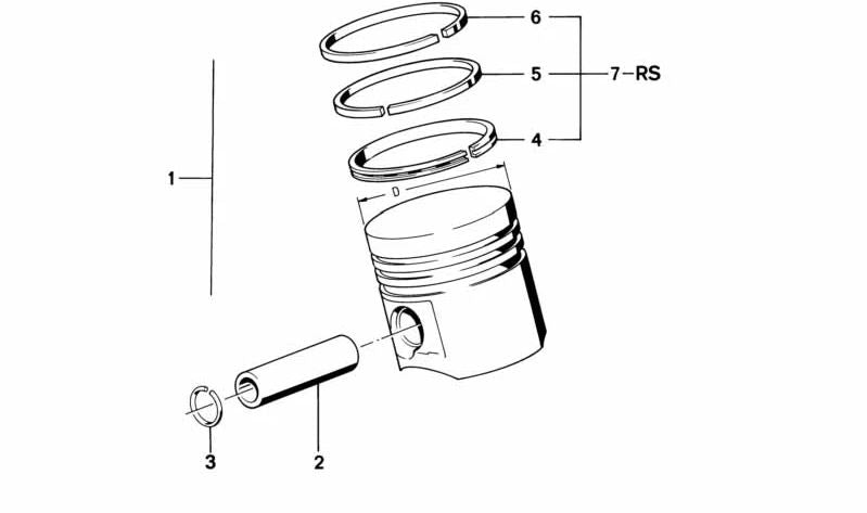 Pistón para BMW Serie 3 E21, E30 Serie 5 E12, E28 (OEM 11251705246). Original BMW