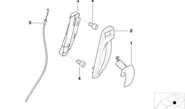 Cable Bowden izquierdo para BMW Serie 3 E46, Serie 6 E64 (OEM 52107035849). Original BMW